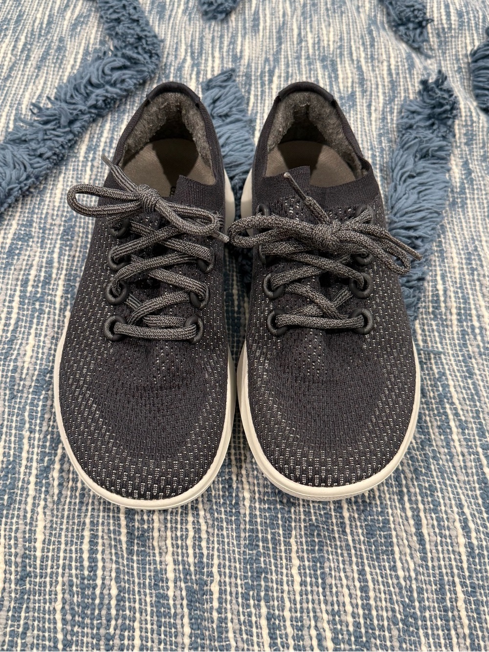 allbirds Dark Blue Knit Lace-Up Sneakers